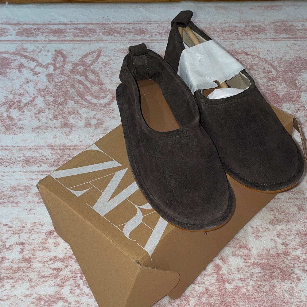 Zara Girls Dark Brown Slip-On Loafers